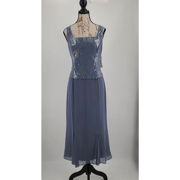 Alex Evenings Angela Firework Sequin Dress Steel Blue SZ 10 Formal Party Wedding - Picture 2 of 10